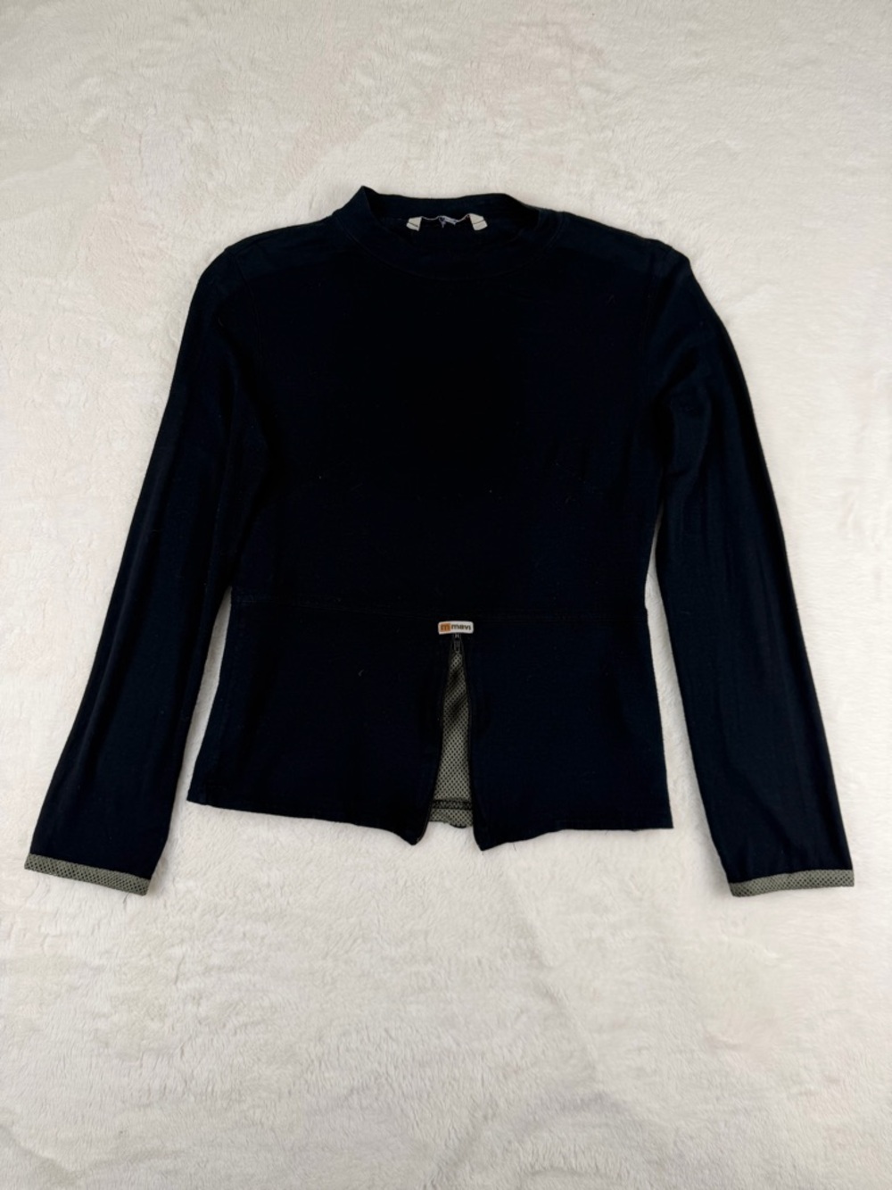Mavi Jeans Black Long Sleeve Knit Top with Zipper Detail & Contrast Trim